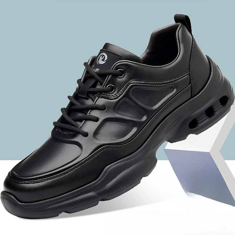 

Autumn Winter New Leather Sneakers for Men Fashion Casual Solid Color Platform Shoes Male Lace High Quality Sports Shoes Man