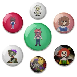 The Walten Files Sha Burger Cartoon Round Pin Anime Brooch Badge Snap-in Button Pins Brooches for Clothes Jewelry Accessories