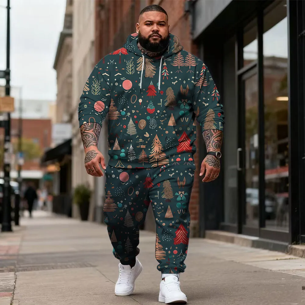 

Мужская толстовка с капюшоном больших размеров S-9xl: клетчатая рождественская и текстура — мягкая ткань, теплая, праздничные детали,