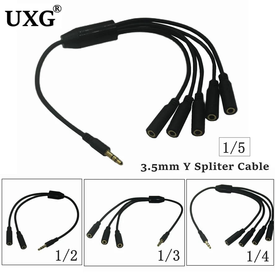 3.5mm 6 Way Port Aux wielu słuchawek słuchawkowych Adapter ze splitterem Audio 3.5mm Jack HUB spiter przedłużacz do przewodów 1 męski do 4 żeńskich 3