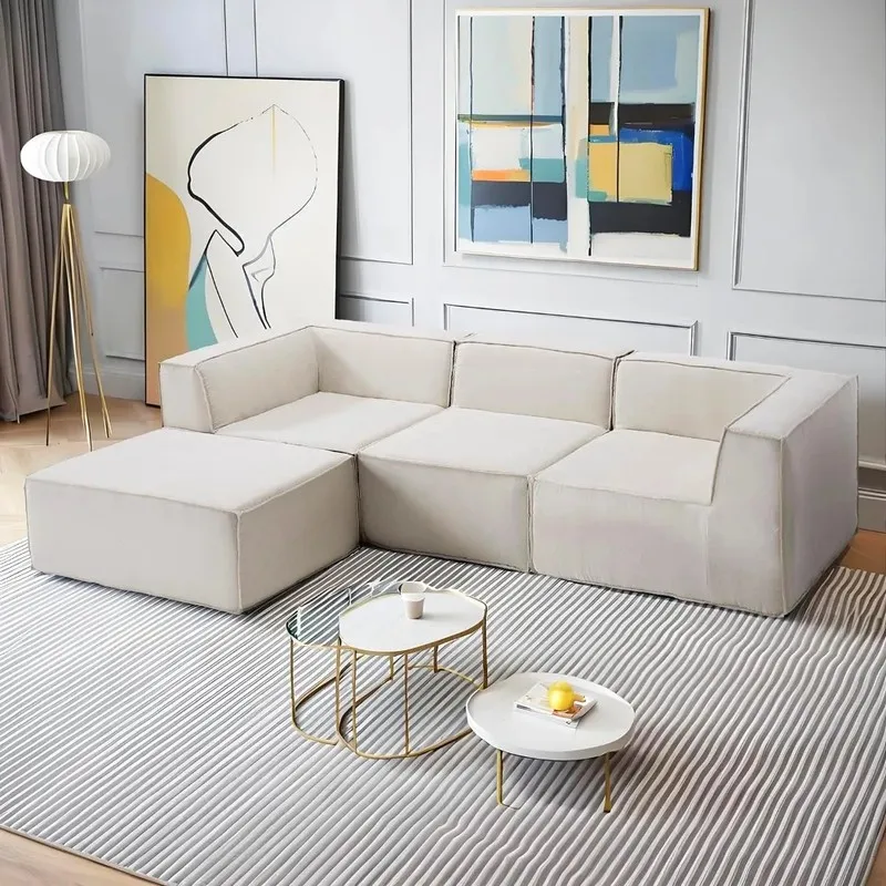 

4-Piece Modular Sectional Sofa, Convertible Cube Couch, Thick Foam, No Assembly, L-Shape for Living Room, 106" Length