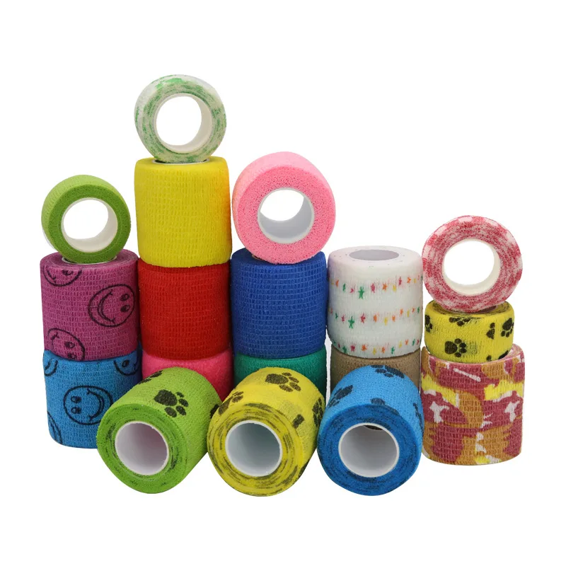 ضمادة مطاطية ذاتية اللصق غير منسوجة للأصابع والوشم والرياضة والحيوانات الأليفة، متوفرة في المخزون بالجملة #5