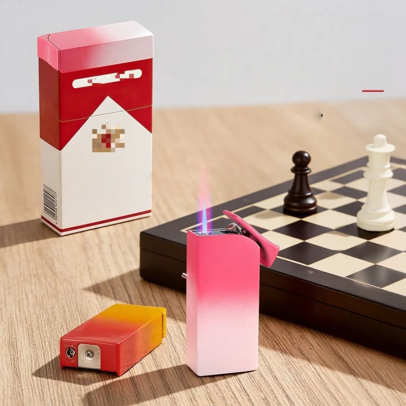 

Cigarette Box Style Torch Lighter, Snap-on Ignition Jet Flame, Refillable Windproof Gas Lighter, Men Smoking Accessory