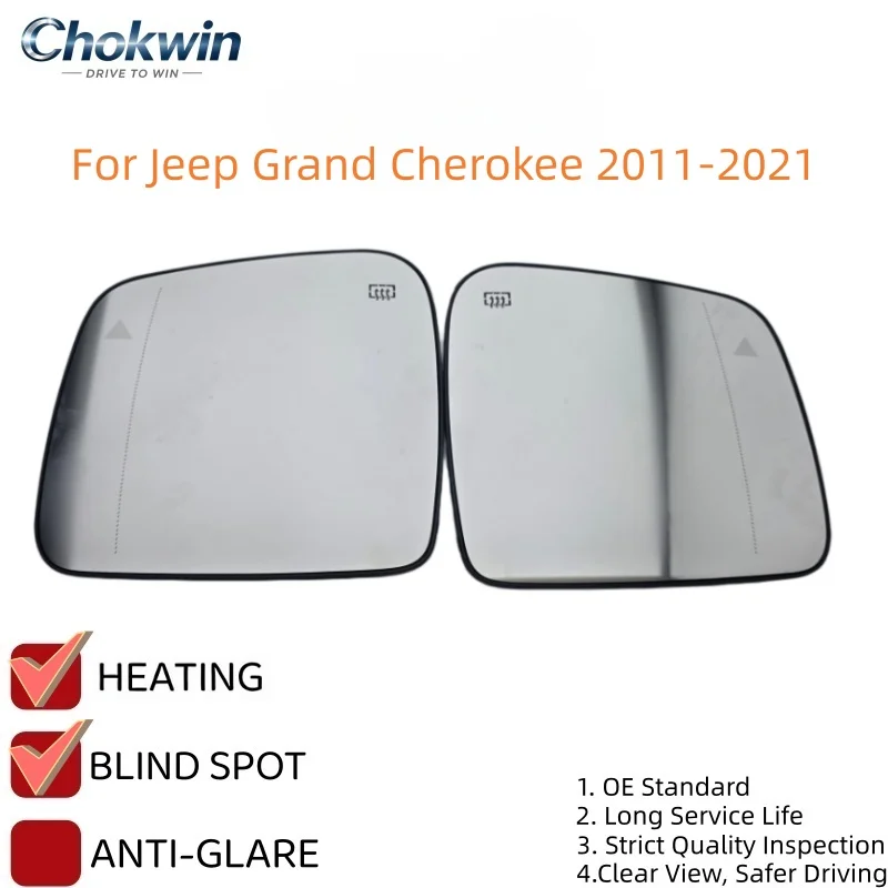 For Jeep Grand Cherokee 2011-2021 Side Door Mirror Glass Lens With Heated Blind Spots Rearview Mirror 68082635AB 68082638AB