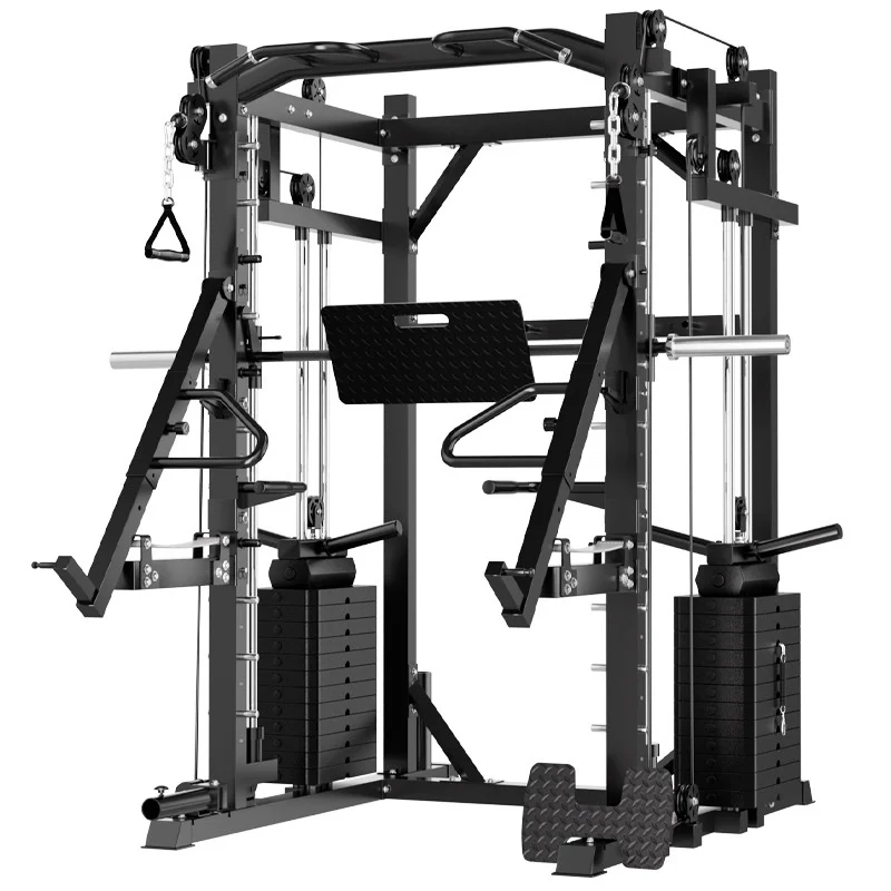 Commercial Multi-Functional Smith Machine with Cable Crossover All-in-One Gym Equipmentfor Squat Bench Press & Full Body Workout