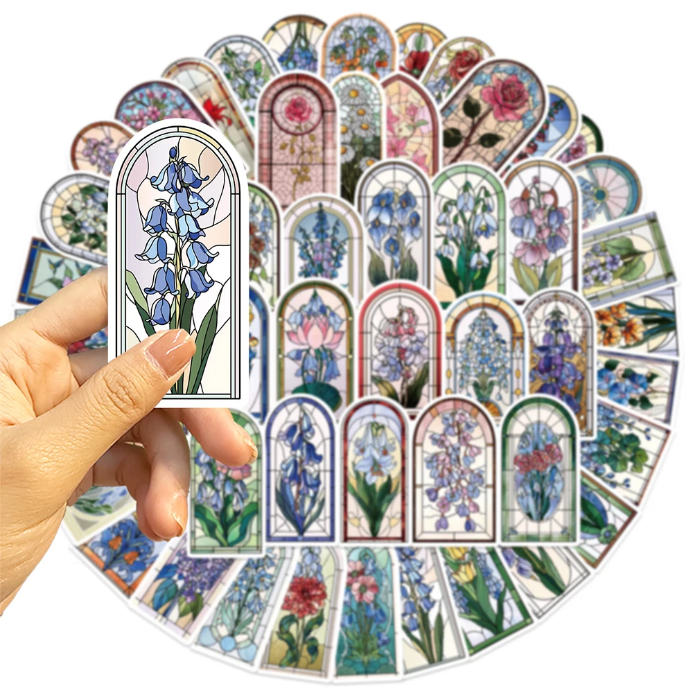 10/30/50pcs Vintage Colorato Finestra di Vetro Fiore Adesivi Cartoon Graffiti Decalcomanie Bagagli FAI DA TE Cancelleria Estetica Adesivo Decor