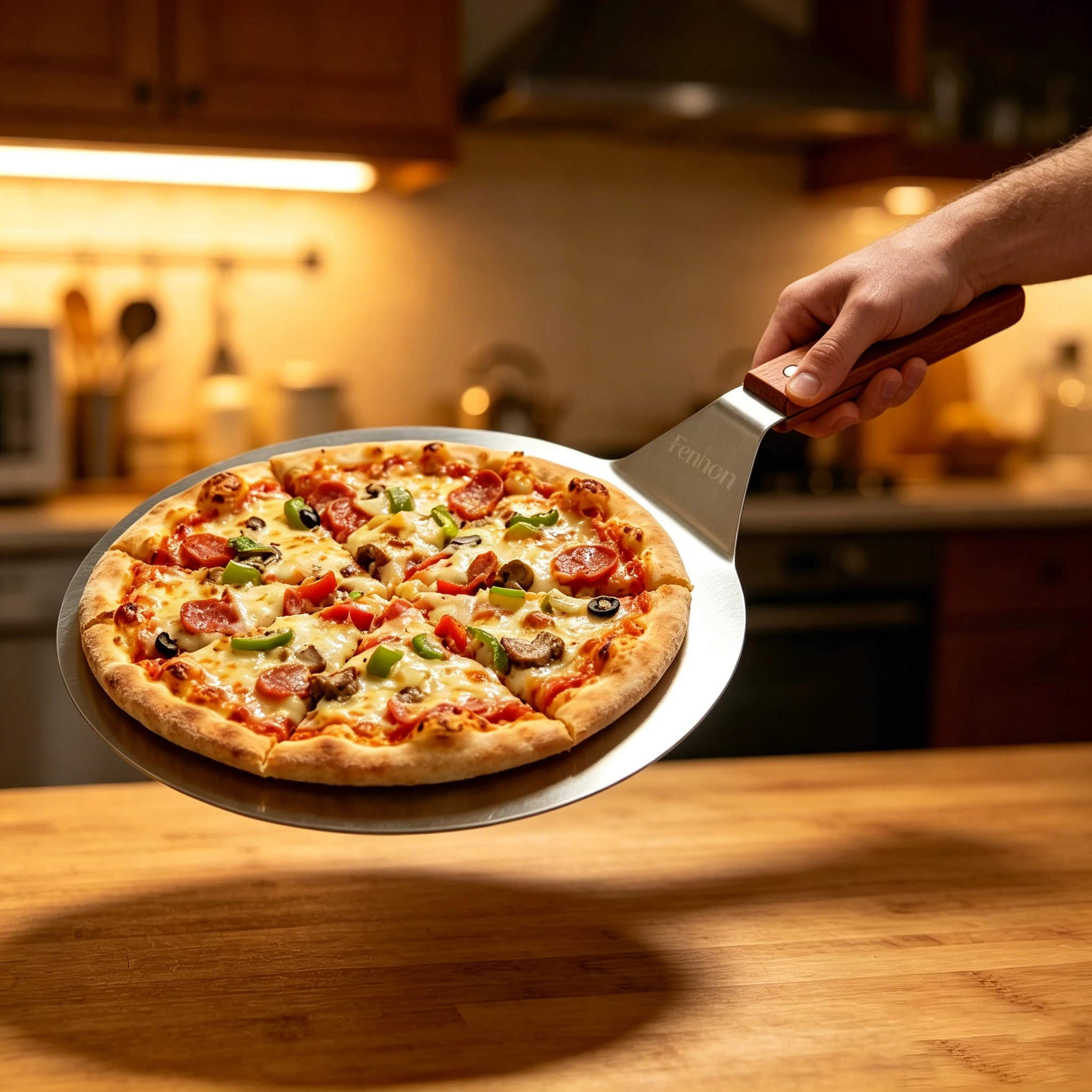 Thick Stainless Steel Pizza Peel With Wooden Handle Oven Baking Board Pizza Baking Tool In Large Medium And Small Sizes