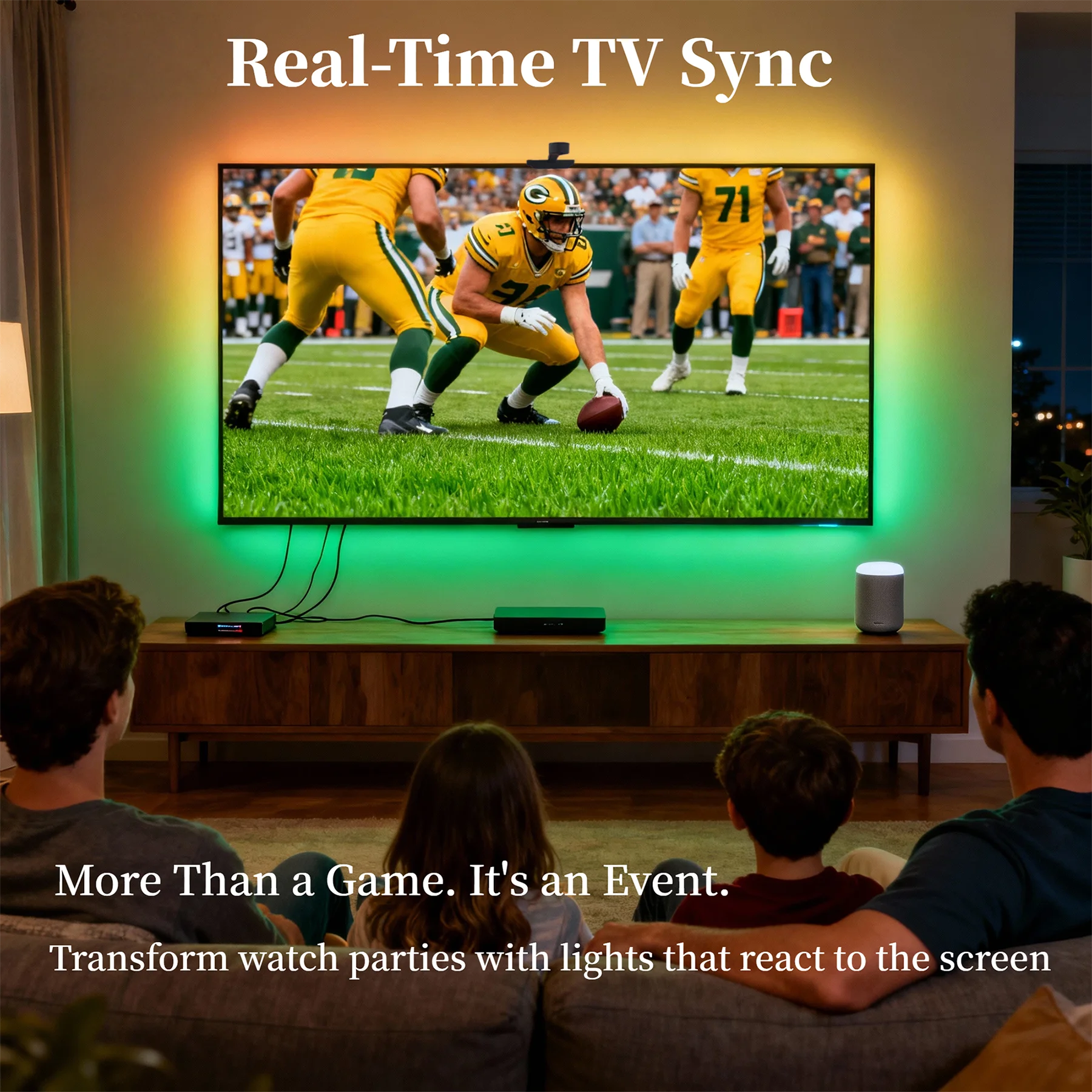 WACUAAO AI Sync LED TV バックライト カメラ付き、音楽同期、USB 電源、リモコン、リビングルーム、ホームシアター、ゲームルーム用