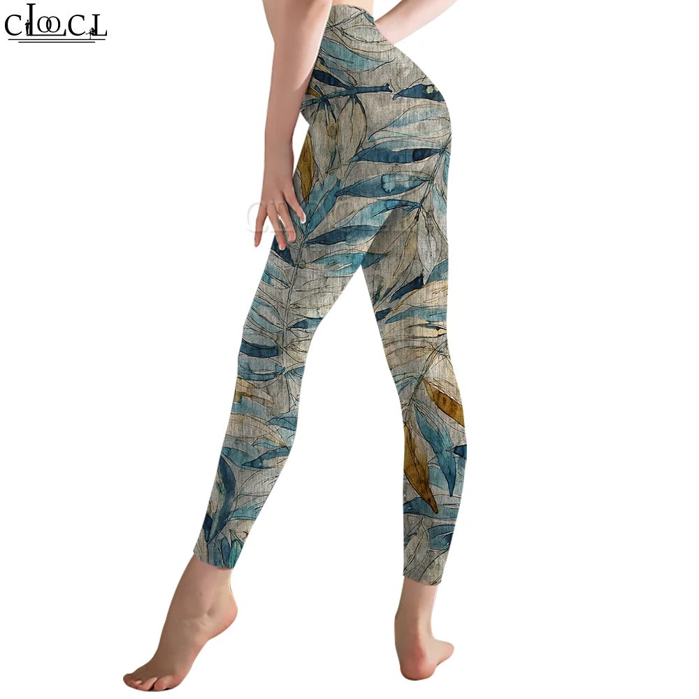 CLOOCL Neue Frauen Legging Vintage Blätter Muster 3D Gedruckt Hosen Hohe Taille Stretch Sport Legging Jogging Fitness Yoga Hosen