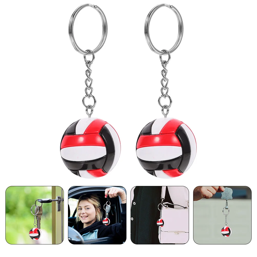 

2 Pcs Key Chain Volleyball Bag Pendant Ring Sports Keychain Ornaments Imitation Keychains Man