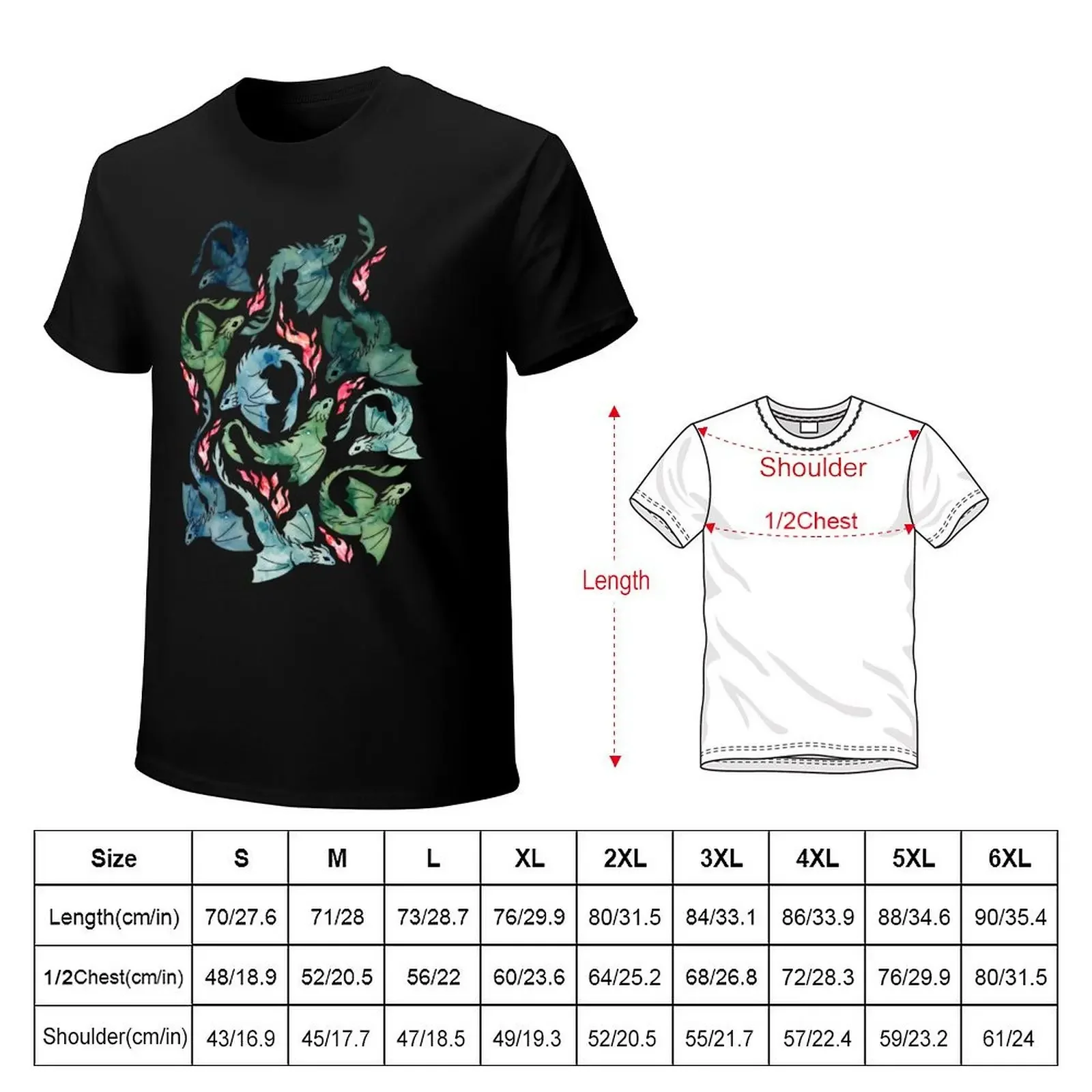 Dragon fire blue & green T-Shirt customizeds aesthetic clothes cute clothes blanks shirts graphic tee men