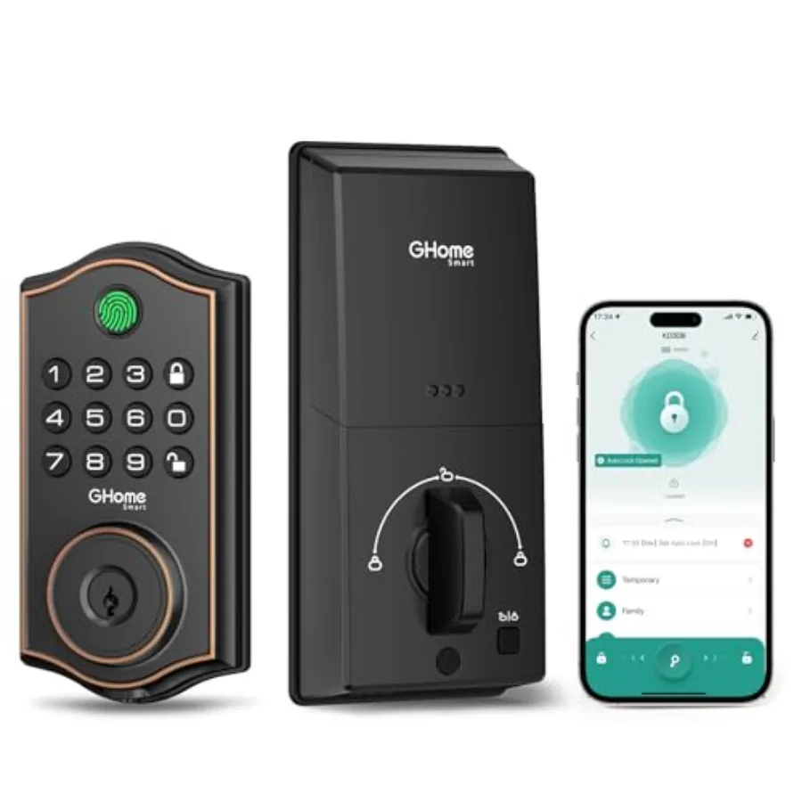 

Deadbolt Lock, Fingerprint Code Keyless Entry Door Lock for Front Door, Auto Lock, App Control, Digital Keypad deadbolt, Smart