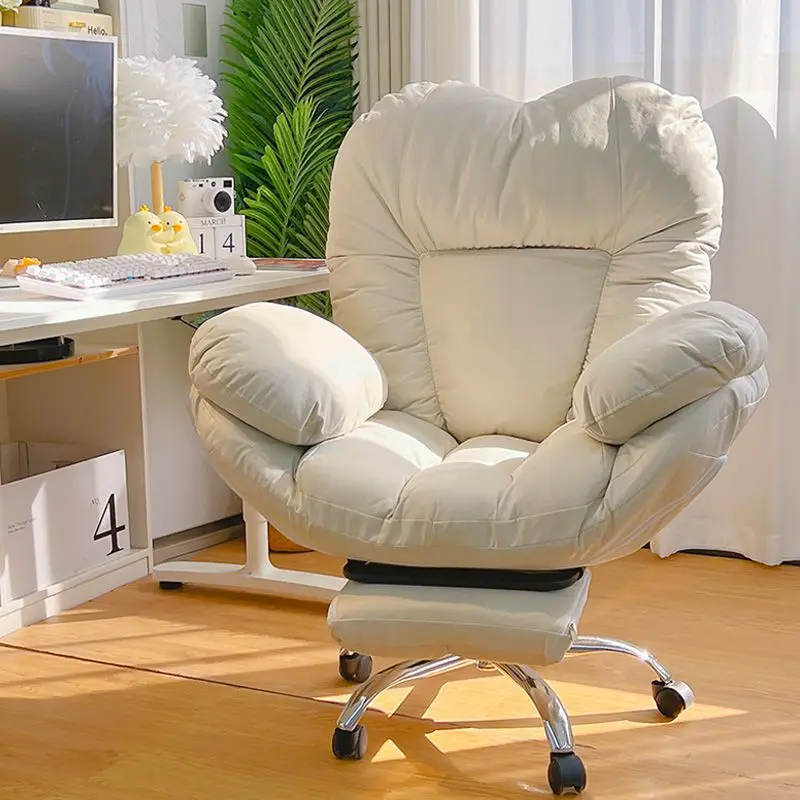 Factory Direct 2026 Ergonomic Lazy Chair with Footrest Swivel Recliner Plush Padded Heart-shaped Backrest Office Gaming Chair