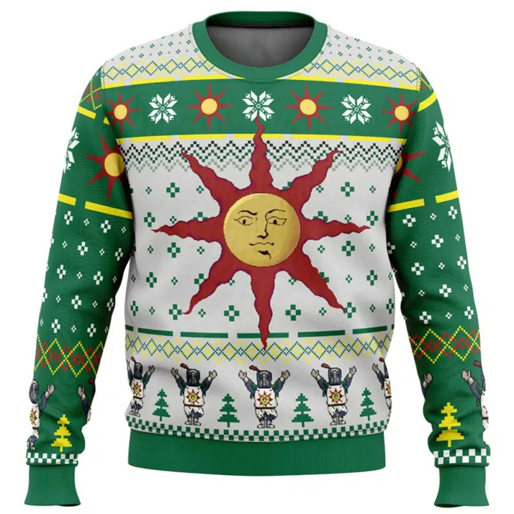 The Sun Dark Souls Ugly Christmas Sweater Men Women Pullover Round Neck Long Sleeve Top Christmas Clothing 2025 New Sweatshirt