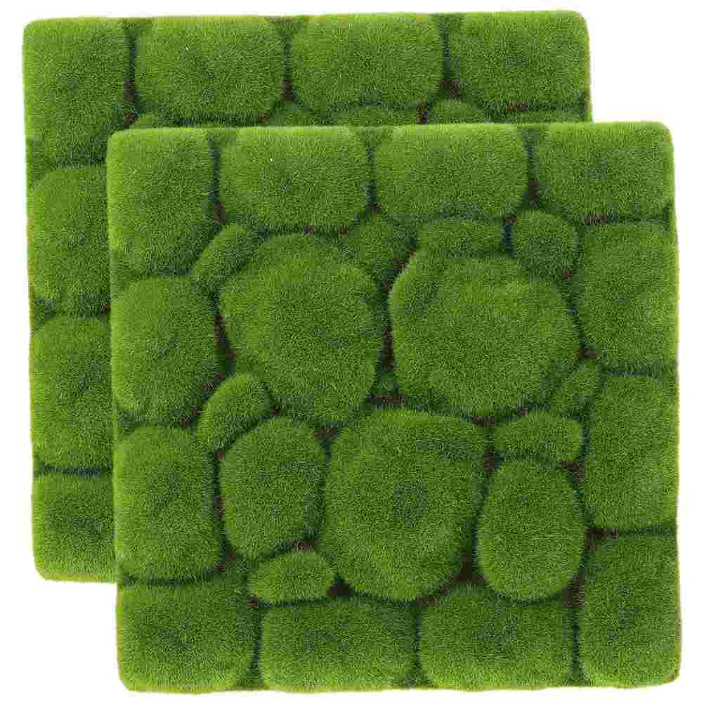 2 Pcs 30x30cm Artificial Board Faux Moss Panel Indoor Wall Decor Lightweight Plant Background Modern Nordic Style Fake Moss