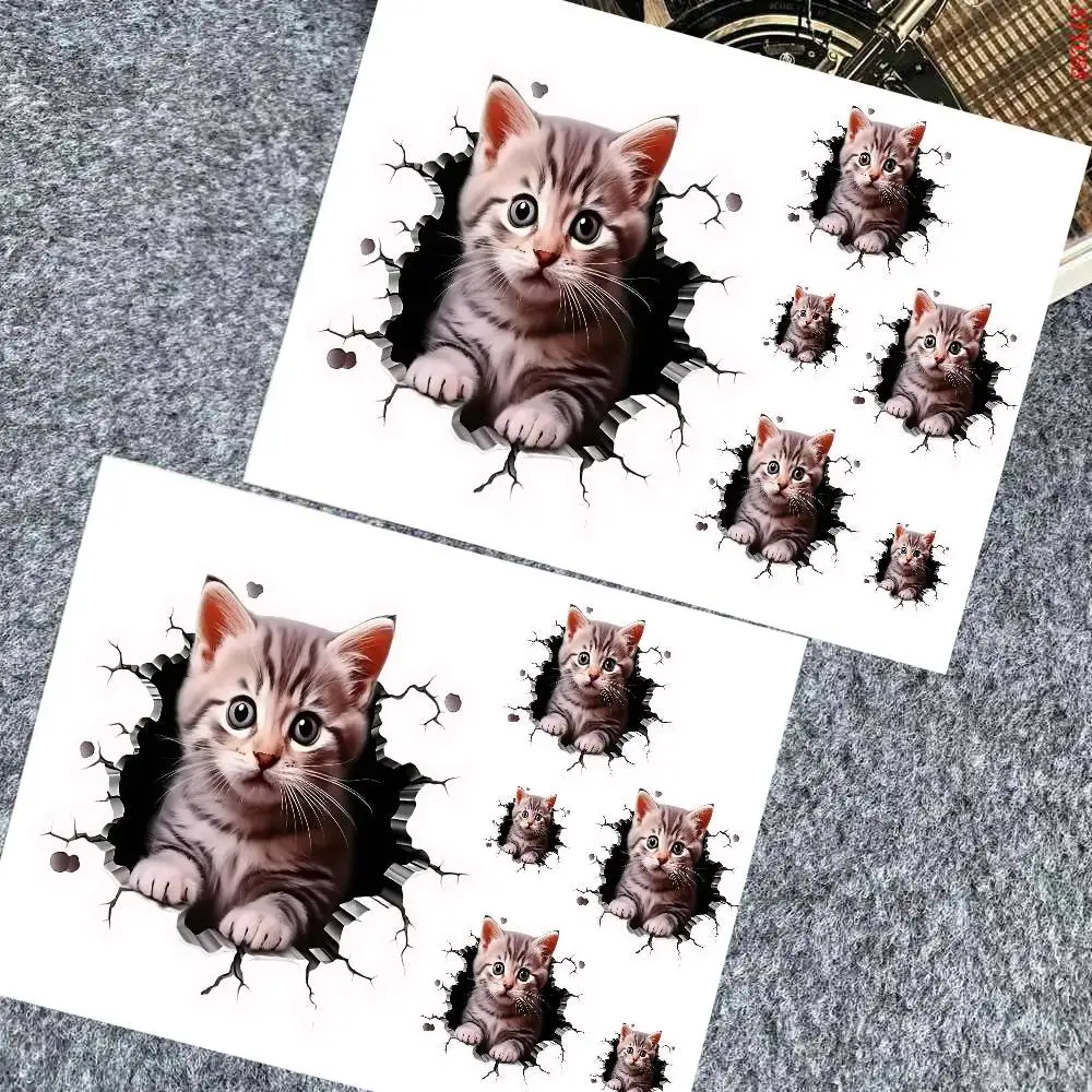 

3D Car Sticker Cute Cat Decal Set High Quality Printed And Cut Stickers Motorcycle Sticker