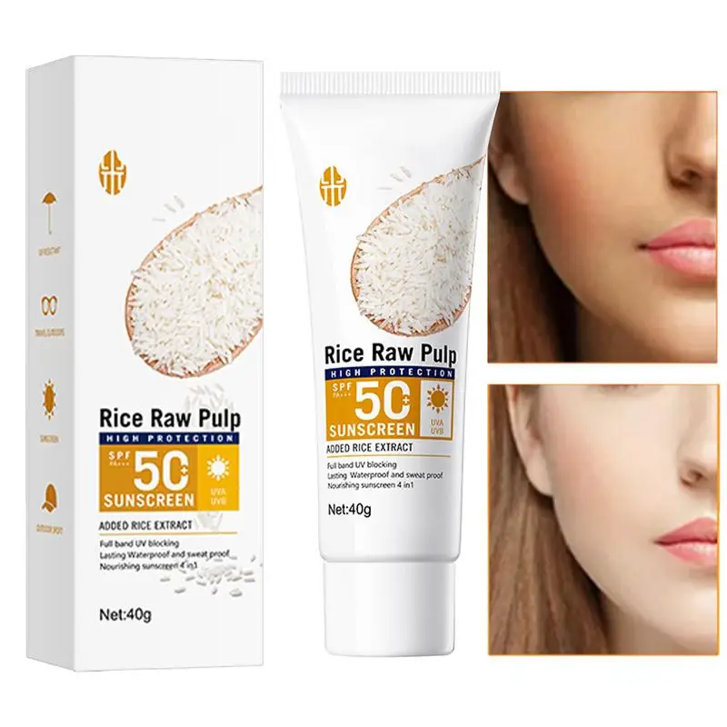 

40g Rice Sunscreen Non-irritating Moisturizing Calm Sunburn Sun Lotion Oil-free Korean Broad Spectrum Sunscreen Cream Spf 50