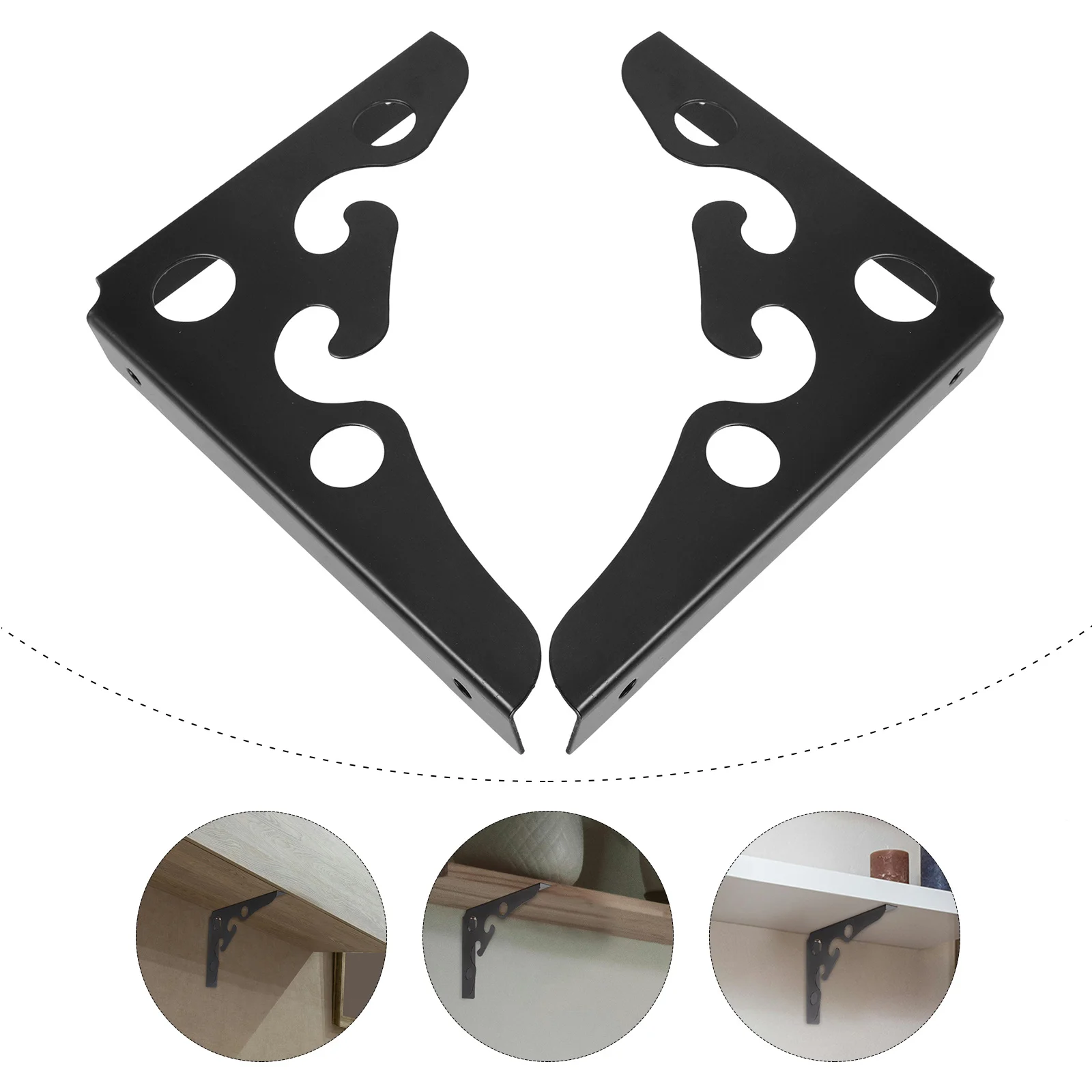 

2Pcs Metal Shelf Brackets Heavy Duty Triangular Design Strong Load Bearing for Bookshelf Wall Mounting and Exhibition Stand