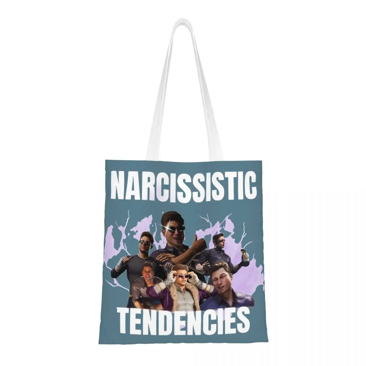 Johnny Cage Narcissistic Tendencies Mortal Kombat Tote Bags Women Handbag Canvas College Shoulder Bag Printed Shopping Bag