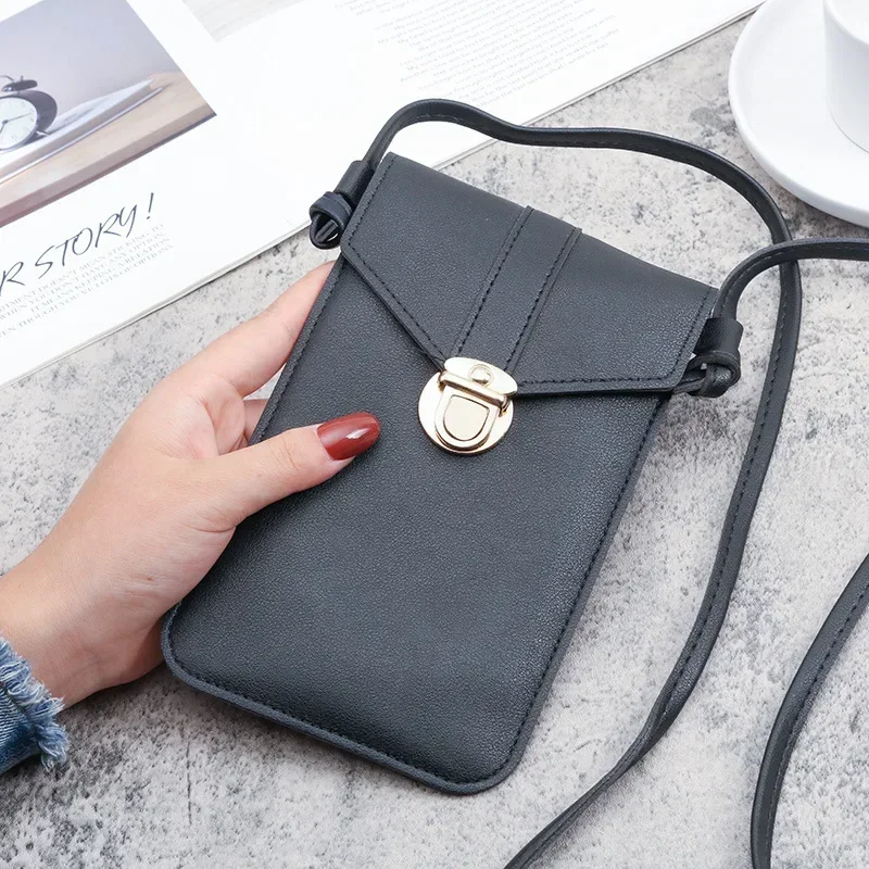Moda Retro torba na telefon z ekranem dotykowym ze skóry PU Crossbody mała torebka designerska torba na ramię Mini damska torba kurierska