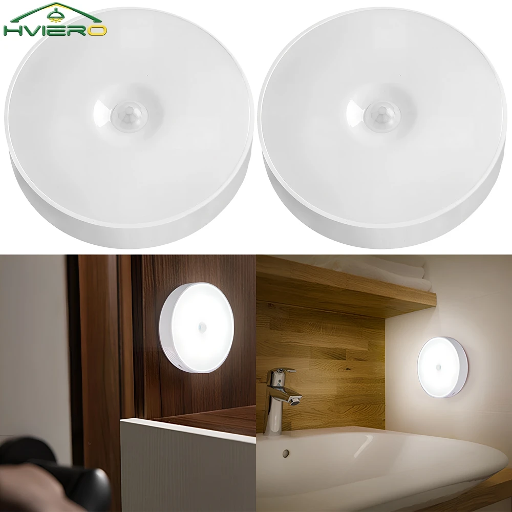 

1/2/3/4/5/6/PCS Round Rechargeable Led Night Light Motion Sensor Smart Bedroom Decorative Wall Lamp for Home Illumination 8Led