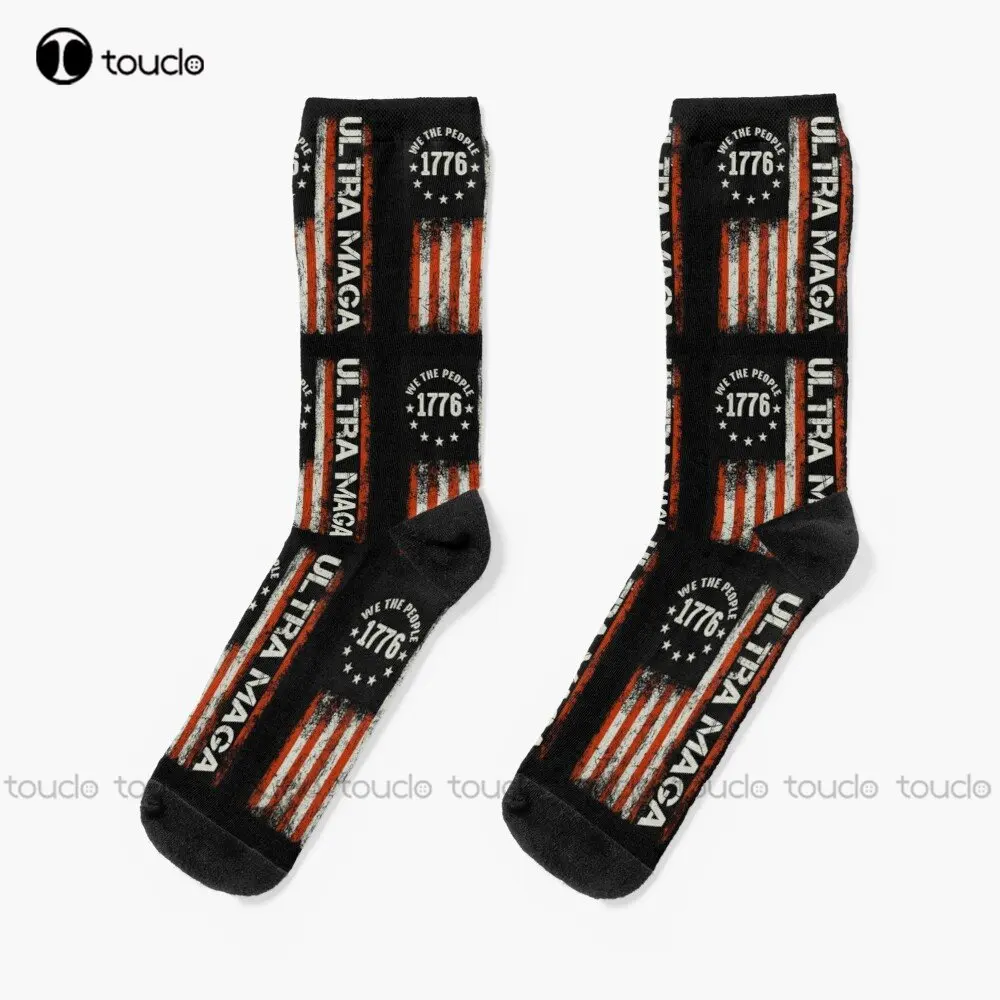 Ultra Maga 1776 Socks Womens Boot Socks Personalized Custom Unisex Adult Teen Youth Socks 360° Digital Print Custom Gift Casual