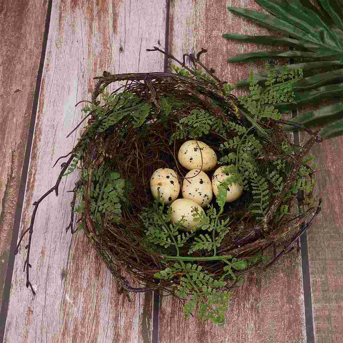 

Simulation Eggs Bird Rattan Nest Artificial Accessories Realistic Decor Ornament