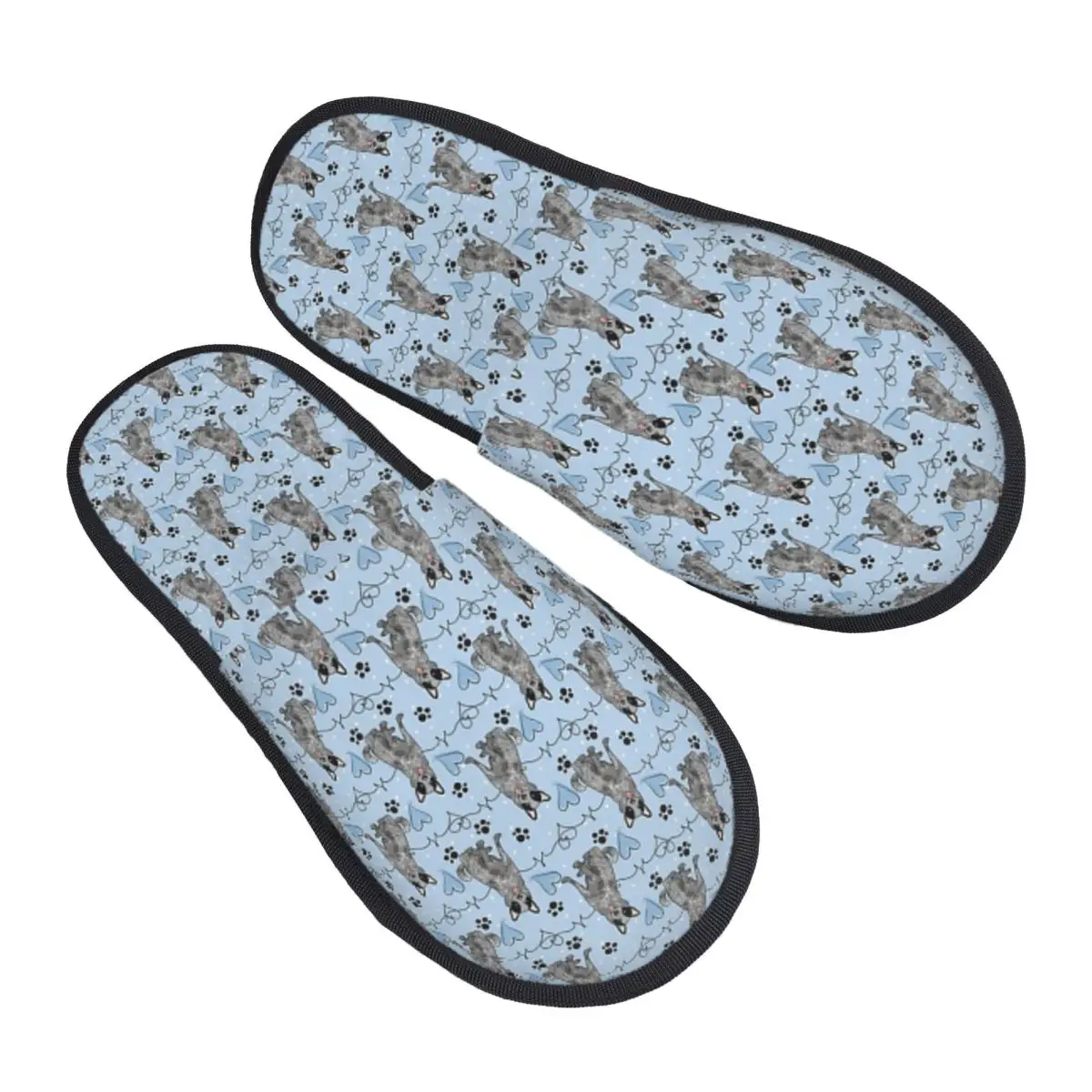 Custom LOVE Blue Heeler Australian Cattle Dog Slippers Memory Foam Warm Soft Women House Slipper Bedroom Comfy Shoes