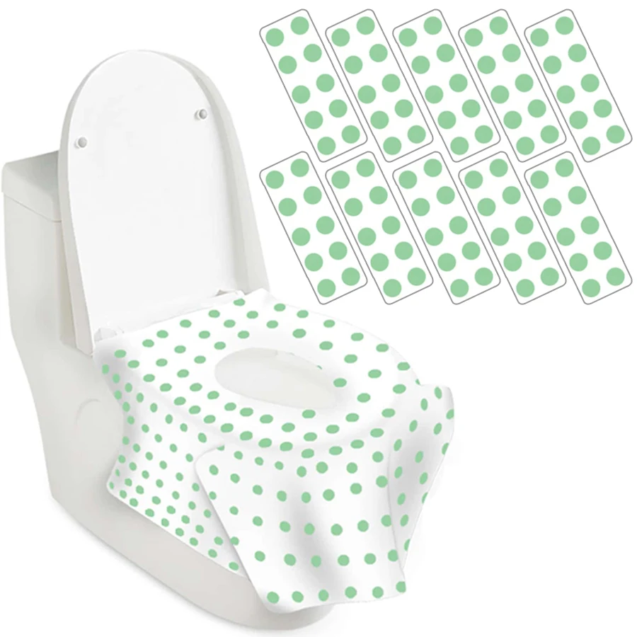 5pcs Disposable Green Polka Dot Toilet Seat Cushion Clean Hygienic Travel Hotel Toilet Seat Outdoor Portable Hygiene Products
