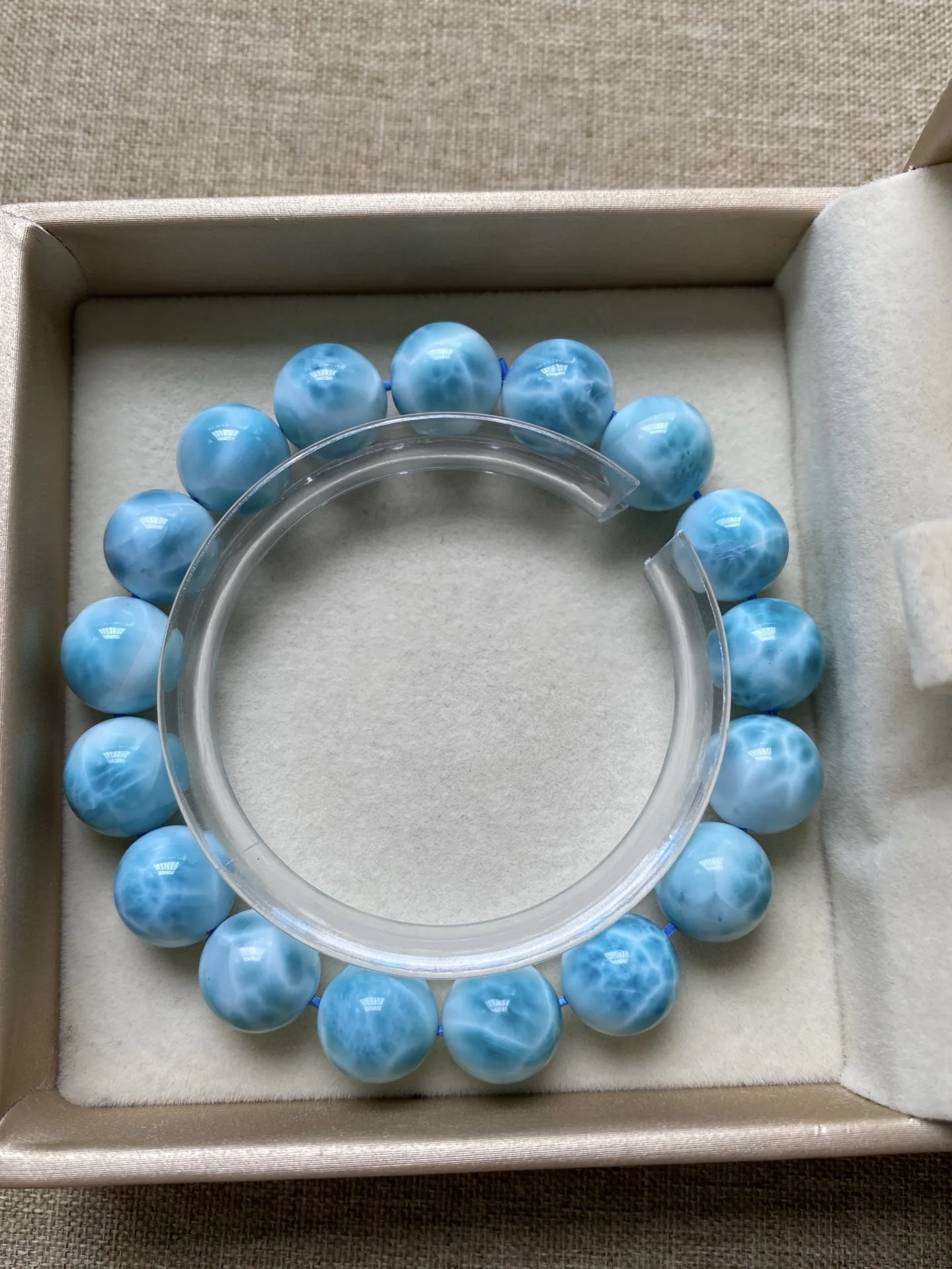 Natural Blue Larimar Gemstone Bracelet Round Beads Women Men 11.6mm Blue Larimar Beads Bracelet AAAAAA