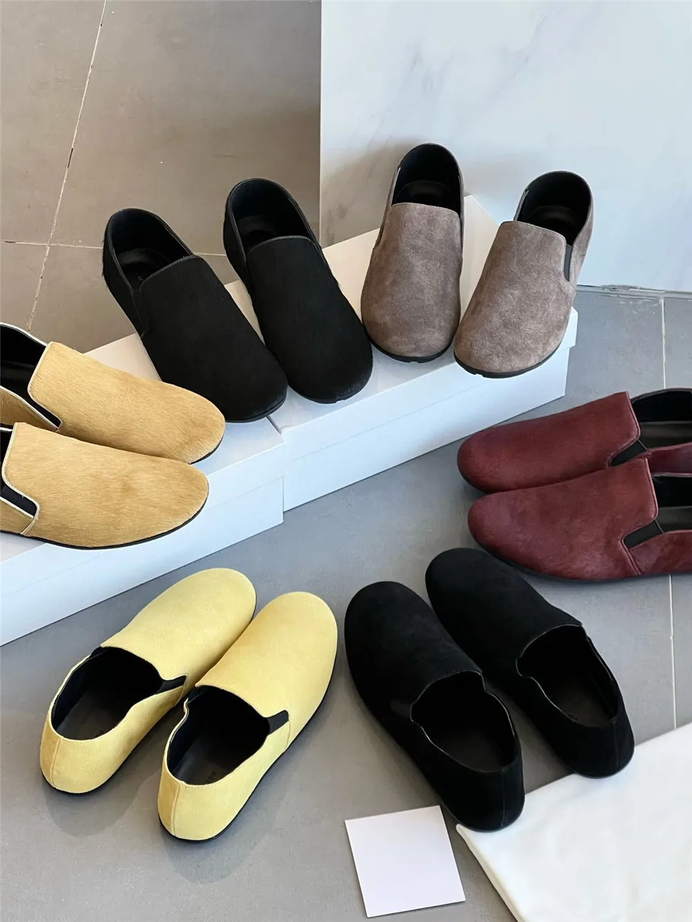 2025 Spring New Single Shoes For Women Retro Suede/Horse Hair Loafers Slip On Flats Shoes