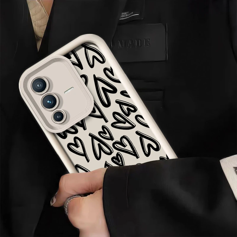 جراب هاتف لهاتف Vivo V60 V50 V29 V27E V27 V25 V40 Pro V30 SE V30E V29E V23 V23E V20 Pro غطاء سيليكون بنمط قلب الحب