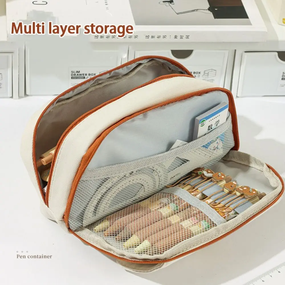 Astuccio per matite modello cane cartone animato Borsa per cancelleria multistrato di grande capacità Borsa di stoccaggio multifunzionale portatile