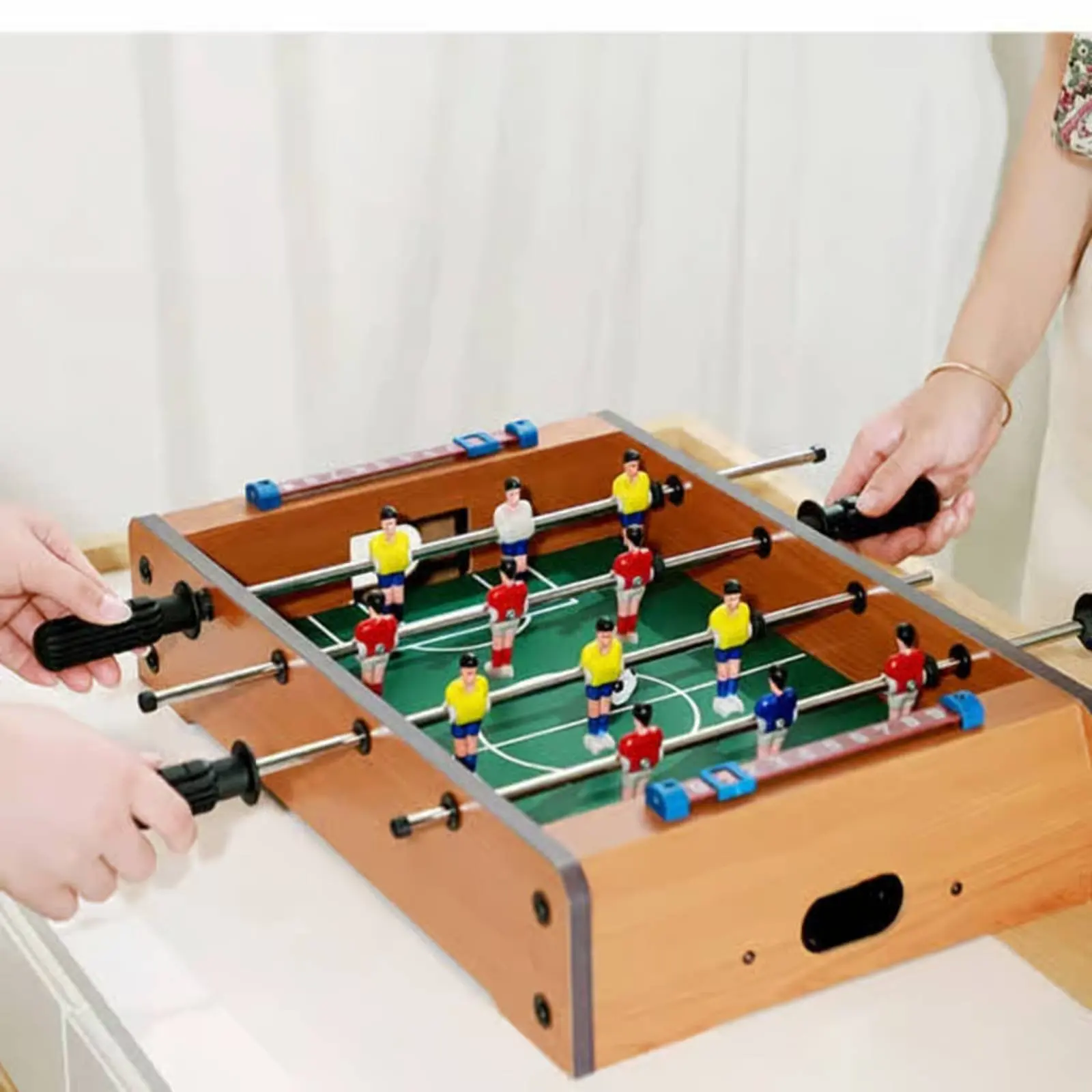 4 Rod Foosball Table Easy to Play Mini Foosball Table Tabletop Soccer Game Manual Scoreboard High Fences for Families, Home