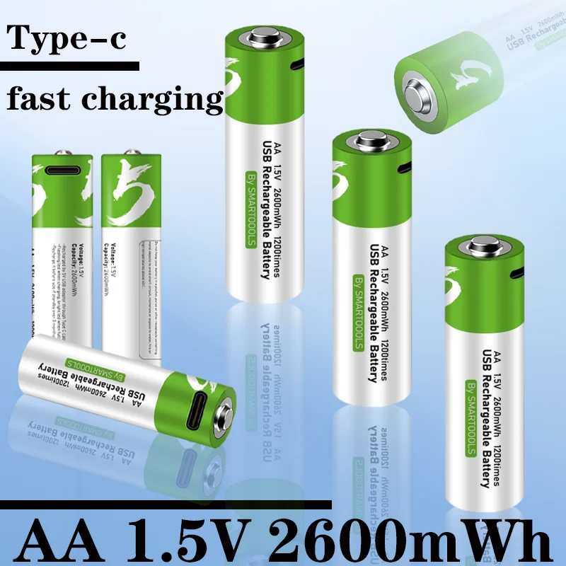 

AA+AAA USB Rechargeable battery 1.5V AA 2600mWh/AAA 750mWh li-ion batteries for mouse,clock,Shaver,hermometer+TYPE-C Cable