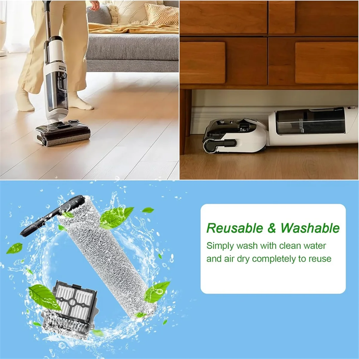 حار لقطع غيار المكنسة الكهربائية الرطبة والجافة Tineco Floor One Stretch S6، لفات الفرشاة + مرشحات Hepa