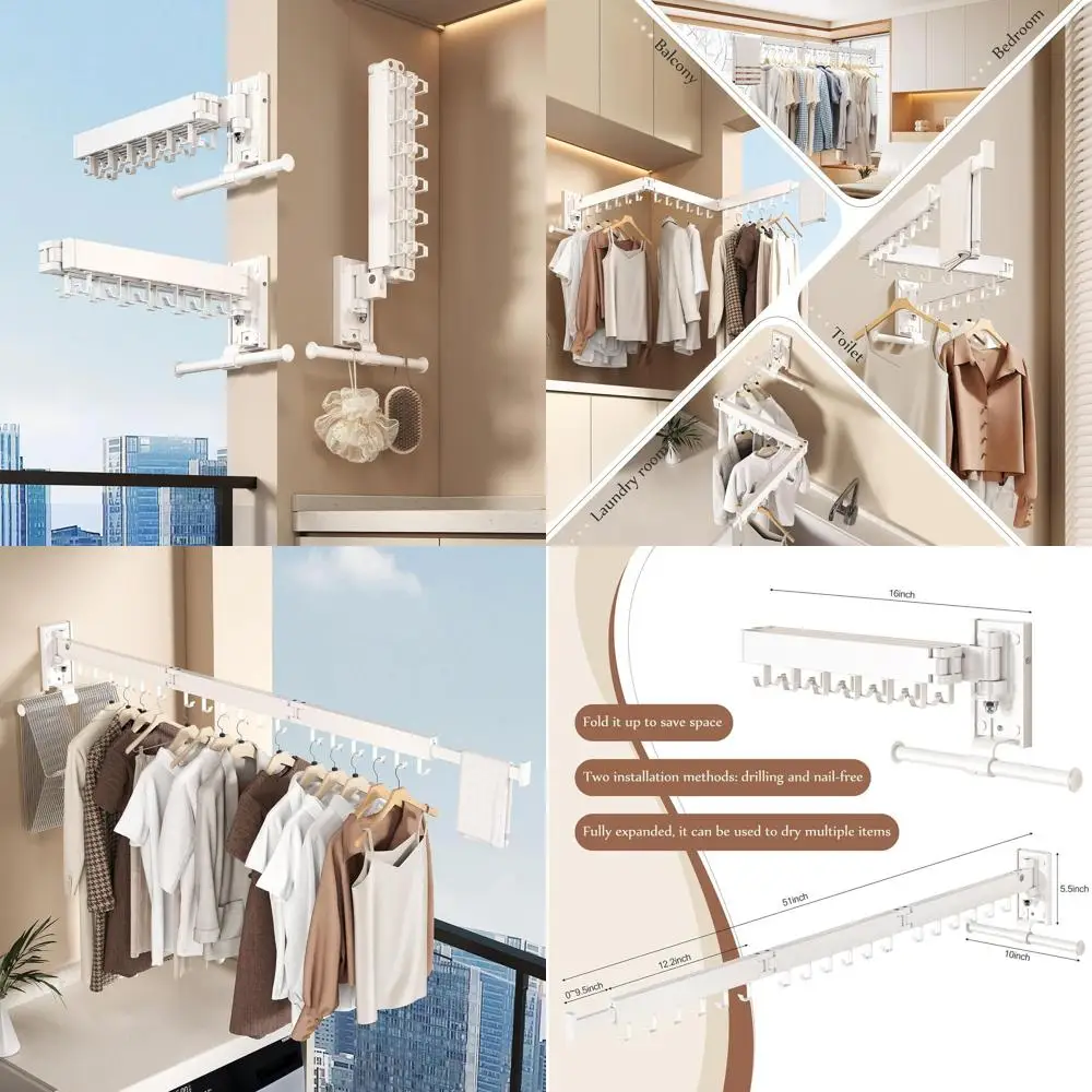 

Компактная настенная складная сушилка для одежды, универсальная выдвижная вешалка для стирки