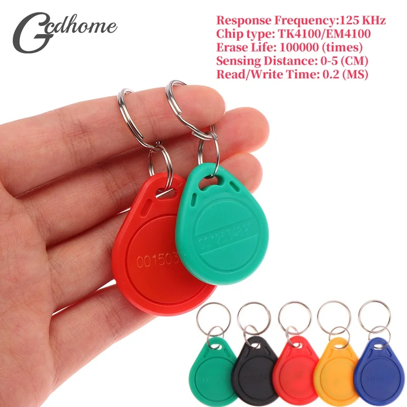 10Pcs 125KHz Read-Only RFID RFID TK4100 EM4100 Smart Chip Proximity Keyfobs Smart Secure Door Entry Access ID Keychain Token Tag