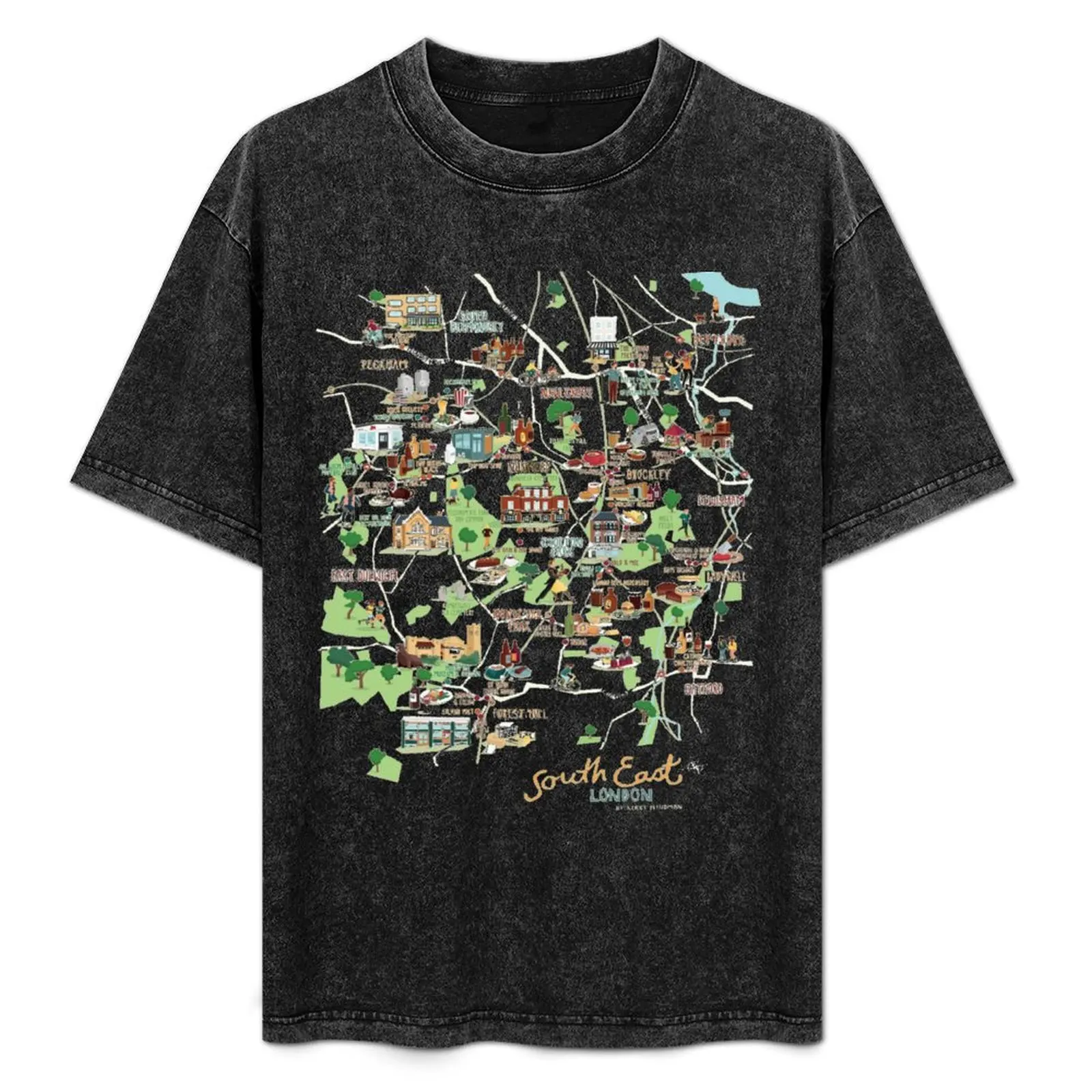 

Vintage South East London Map United Kingdom Retro British Souvenir UK Gift T-Shirt Streetwear Print Tee Shirt
