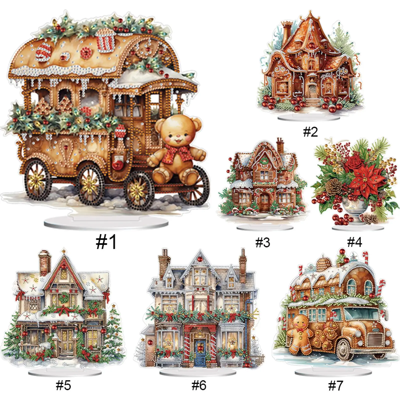

2D/Flat Christmas DIY Diamond Painting Tabletop Ornaments Kit Diamond Painting Desktop Decorations for Home Office Desktop Decor