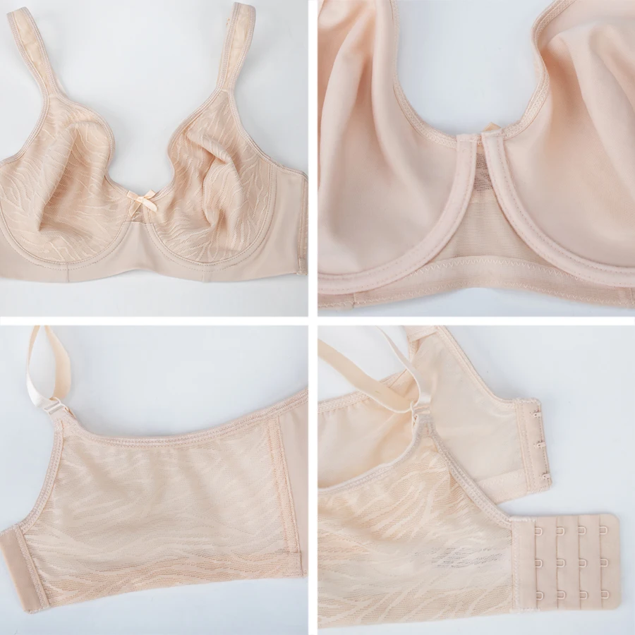 Plus Size Women's Lace Minimizer Bra Non-Padded Underwire Lifting Support Lingerie in C to DDD/E Cups Sizes 36-44