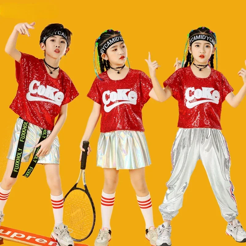 

Girls Jazz Dance Costumes Hip Hop Outfits Street Dancing Dress Cheerleading Performance Clothing Children Jazz Ballroom Dancing