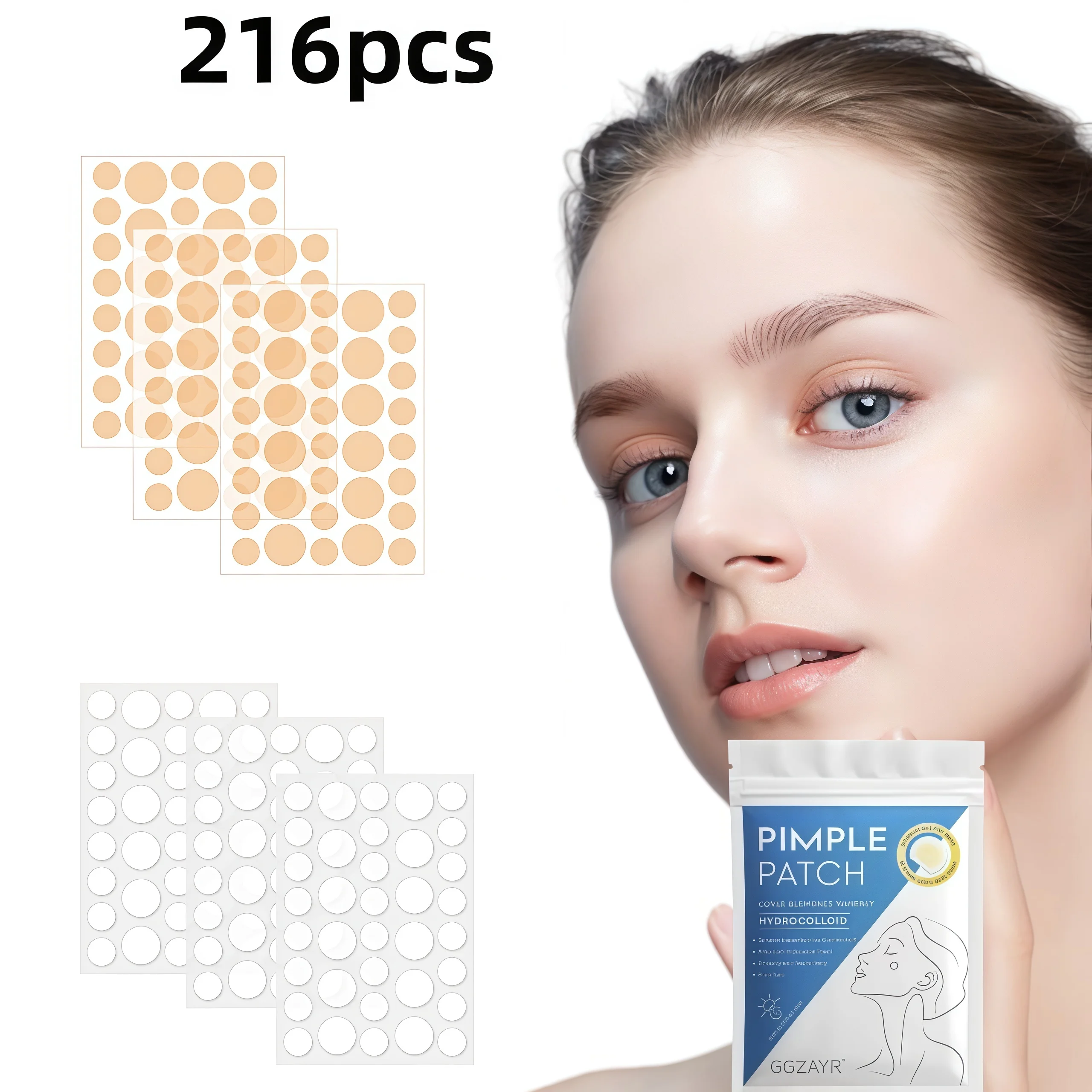 Invisible Face Dot Patch Set 216/432/864pcs, Multi-Size Natural Skin Blend Acne Covers image 3