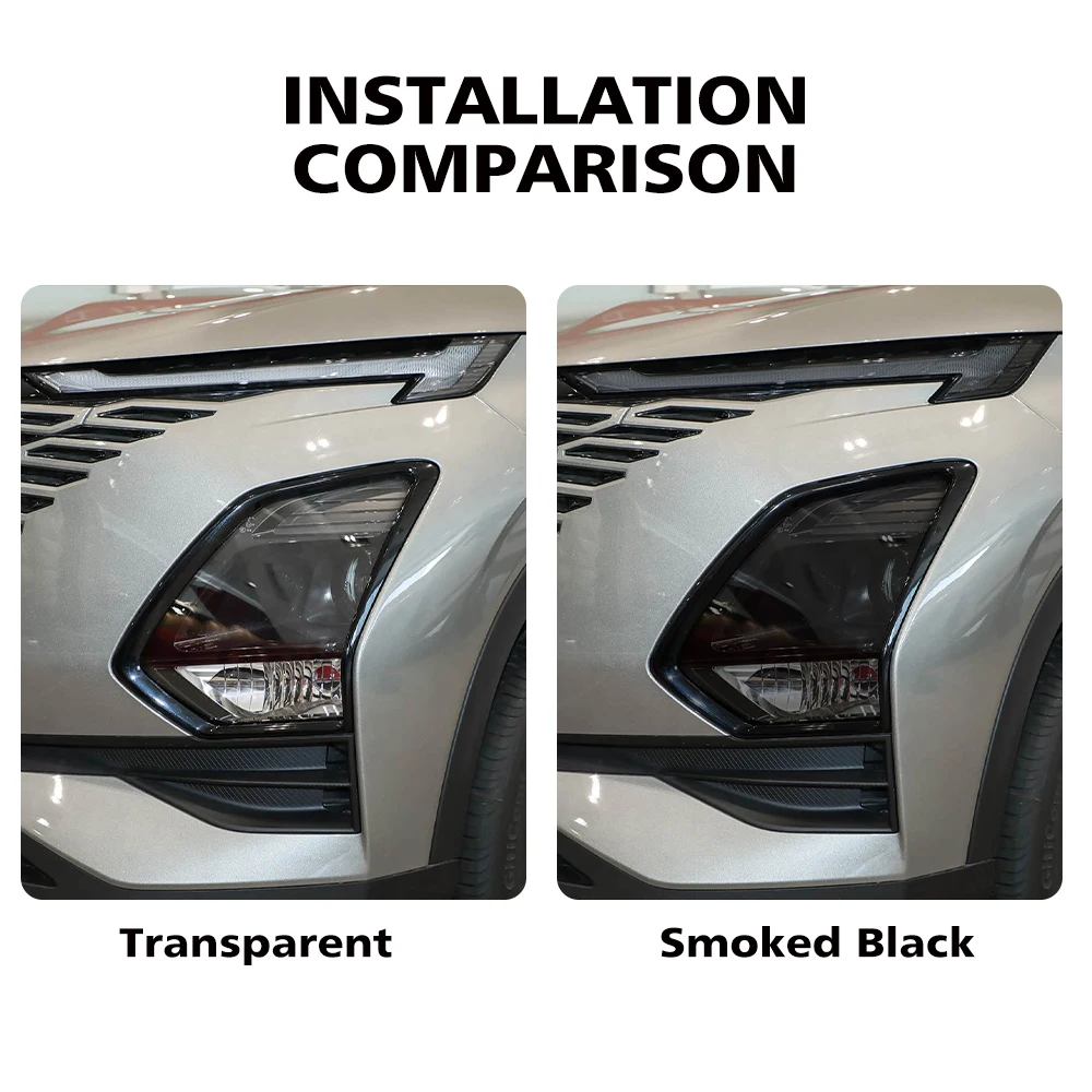 Smoke Black High-Gloss TPU Headlight Protective Film for Chery Omonda 5 C5 E5 2022-2025 Pre-Cut PPF Anti-Scratch Vinyl Wrap