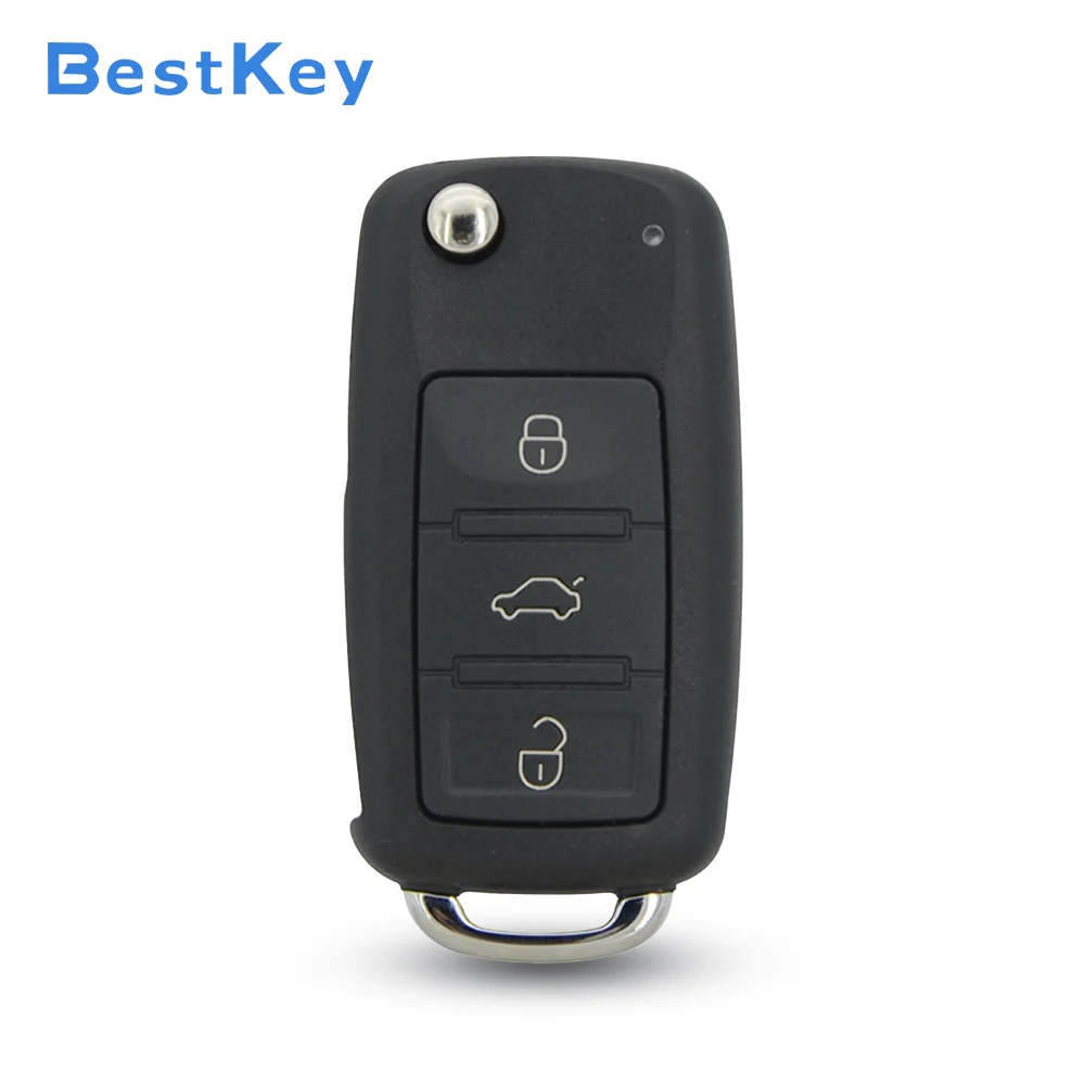 Best Key FCC 3D0 959 753 AA Compatible Best Key for Vehicle Security Accessory VW Touareg 2004-2009 Key Shell 3-Button Flip Key