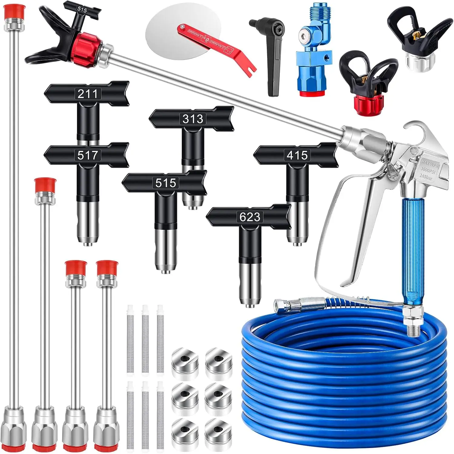 

22-Piece Airless Paint Sprayer Kit with 3600PSI Gun, 50ft Hose, Tips, Rods & Accessories for Easy Painting