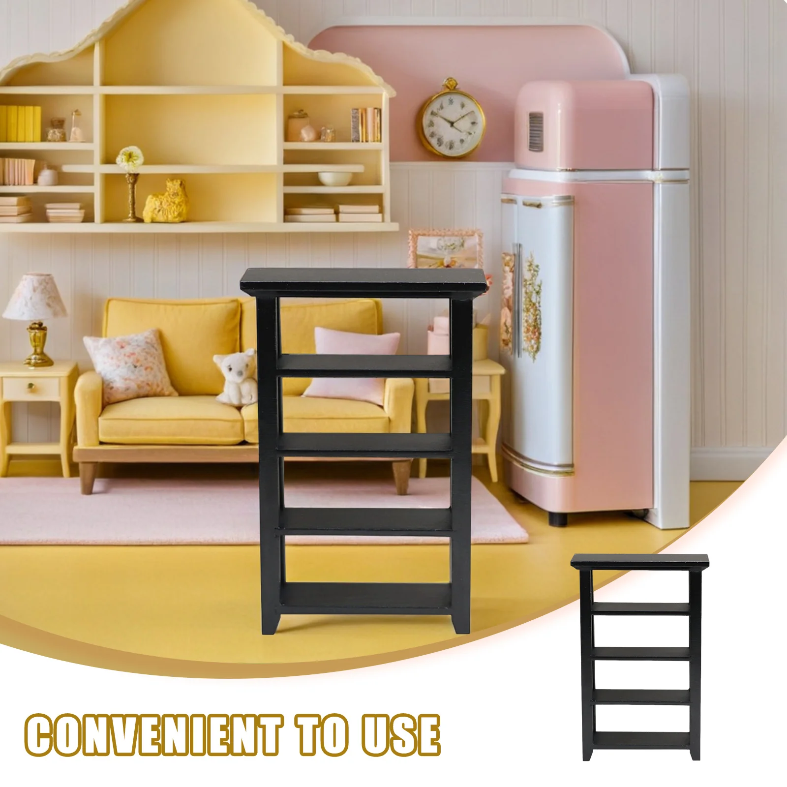 Simulation Book Shelf Mini Wooden Bookcase for Mini House Furniture Decor Colorful Life Scene Creation Premium Wood Material Use