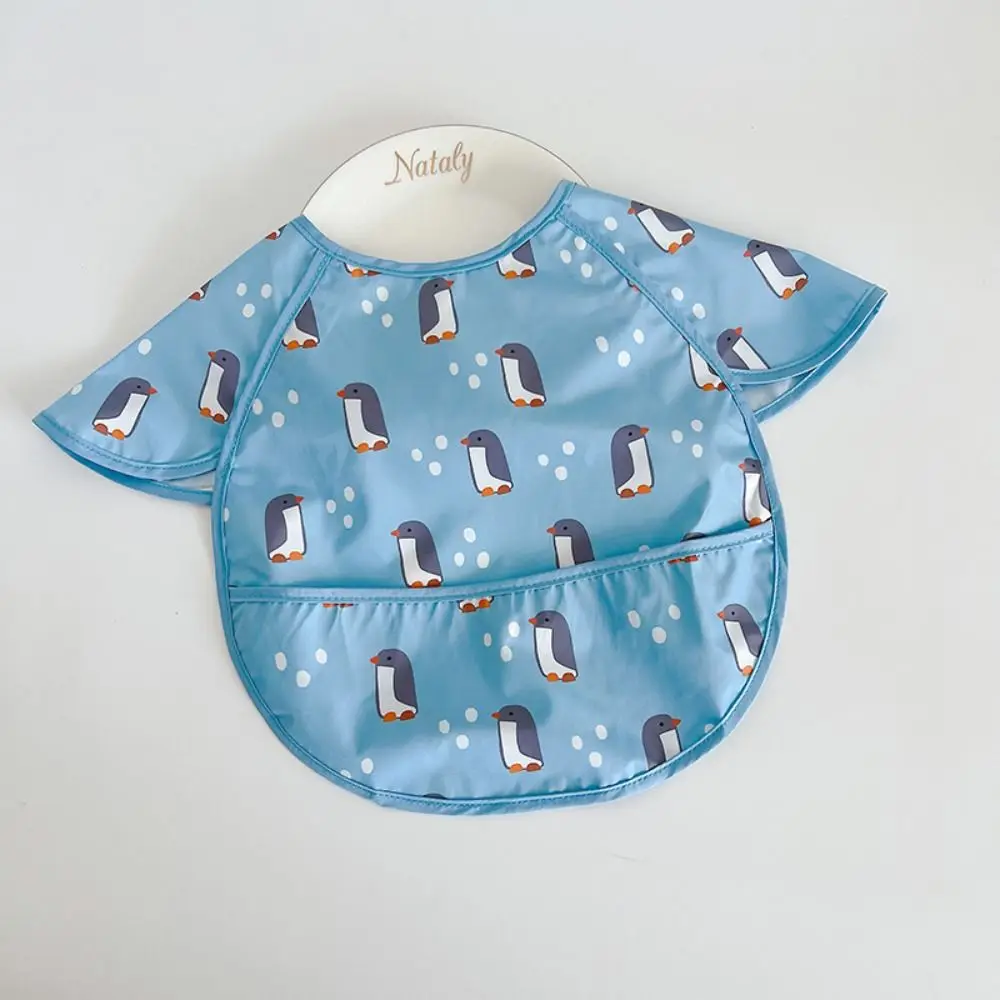 

Animal Pattern Baby Feeding Bib Anti-dirty Waterproof Baby Drooling Bibs Comfortable Short Sleeve Saliva Towel Burp Apron
