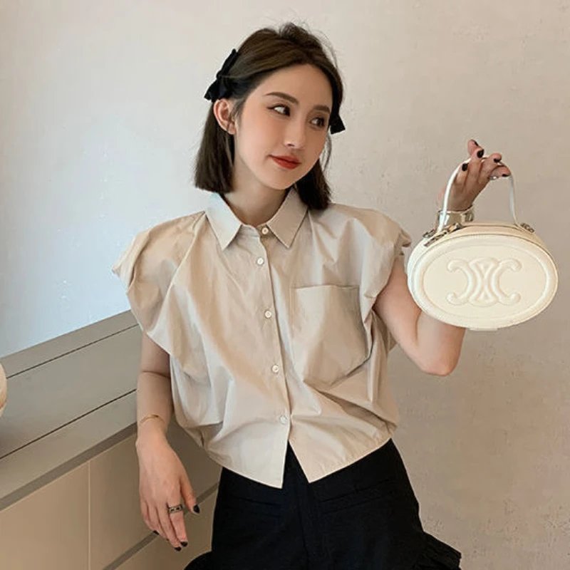 Shirts Women Sleeveless Korean Style Summer Vintage Ladies Temperament Fashion Ulzzang Casual Chic Simple All-match Personality