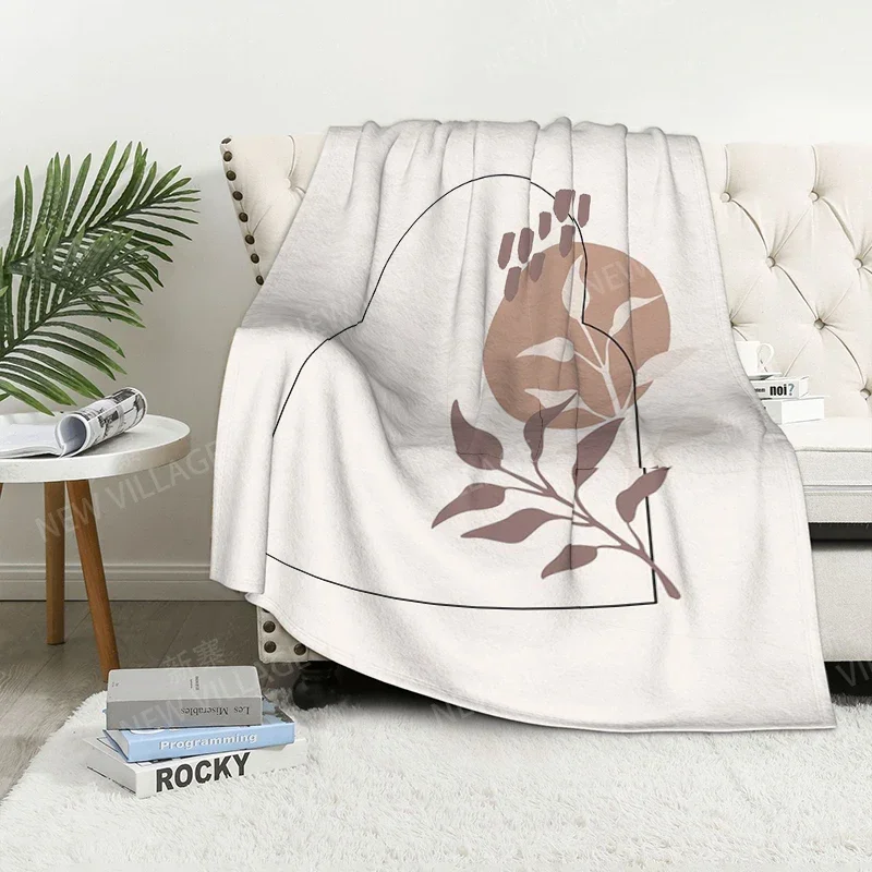 Home decoration plush Sofa blanket Morandi lines and flowers Bedspread on the bed fluffy soft blankets thick blanket for winte